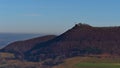 View of historic castle Teck located near Owen, Germany on the foothills of Swabian Alb surrounded by bare forest. Royalty Free Stock Photo