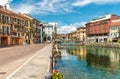 View of historic center of Omegna village, located on the coast of Lake Orta in Piedmont.