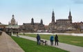 View of the historic central part of Dresden on the banks of the Elbe in Germany in spring