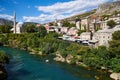 Historic centre of Mostar seen from Stari Most Royalty Free Stock Photo