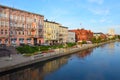 View of the historic city center with the old town tenements along the Brda River embankment Royalty Free Stock Photo