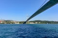 Historic city of Istanbul and its buildings and bridge over the Bosphorus Royalty Free Stock Photo