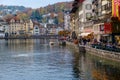 View of the historic city of Lucerne in autumn light