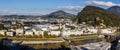 View of the historic city of Salzburg city and Salzach river at Salzburg, Austria