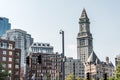 View of the historic Custom House skyscraper clock tower in skyline of Boston Massachusetts USA Royalty Free Stock Photo