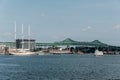 View of the historic Custom House skyscraper clock tower and skyline of Boston Massachusetts USA Royalty Free Stock Photo