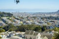 View of the historic districts of san francisco california from a hilltop location looking down towards fishermans worf Royalty Free Stock Photo