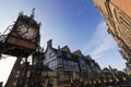 View of the Grade I Listed Eastgate Clock & Chester Rows from the Chester city walls Royalty Free Stock Photo