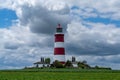 View of the historic Happisburgh Lighthouse on the North Norfolk coast of England