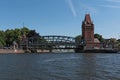 View of the historic lift bridge Marstallbrucke in Lubeck, germany