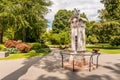 View of historic limnimeter in Parco Ciani in Lugano, used to measure the water height of the lake Lugano, Switzerland Royalty Free Stock Photo