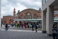 View of the historic main train station building and square in downtown Bremen Royalty Free Stock Photo
