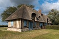 View of the historic Moulin de Pierre miller`s house in Hauville in Normandy Royalty Free Stock Photo