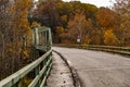 Historic Green Truss Bridge in Autumn - Layton Bridge - Fayette County, Pennsylvania Royalty Free Stock Photo