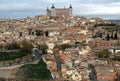 View of the historic part of the city with the Alcazar de Toledo in the city of Toledo, Spain