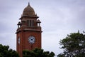 View of historic and popular clock tower near Marina Beach, Chennai, Tamil Nadu, India Royalty Free Stock Photo