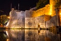 View of the historic protective Gurdi Bastion in the Old Town of Kotor at night. Montenegro Royalty Free Stock Photo