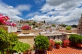 View of the historic quarter Albaicin and Alhambra from the balcony of the building