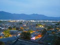 View of historic rooftops in the old town of Lijiang Royalty Free Stock Photo