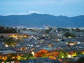 View of historic rooftops in the old town of Lijiang Royalty Free Stock Photo