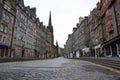 View of the historic Royal Mile, Edinburgh, Scotland. Black and white