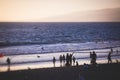 View of historic Santa Monica pier, with beach, amusement park, shops and restaurants, Los-Angeles, California, United States of Royalty Free Stock Photo