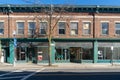 View of historic shops lining North Street in Middletown`s downtown shopping district