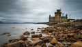 View of the historic 19th-century Blacksod Lighthouse on the Mullet Peninsula in County Mayo in Ireland