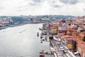 View of the historic town centre of Porto with the Rio Duoro River  from Dom Luis I bridge, Porto, Portugal Royalty Free Stock Photo