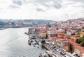 View of the historic town centre of Porto with the Rio Duoro River  from Dom Luis I bridge, Porto, Portugal Royalty Free Stock Photo