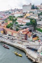 View of the historic town centre of Porto with the Rio Duoro River  from Dom Luis I bridge, Porto, Portugal Royalty Free Stock Photo