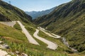 Tremola, old Gotthard Pass road with cobblestones, Canton of Ticino, Switzerland