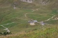 view of historic village on alpine meadow Royalty Free Stock Photo