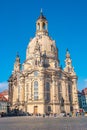 View of historical center, Church of our Lady and Neumarkt square in downtown of Dresden in summer with blue sky, Germany Royalty Free Stock Photo