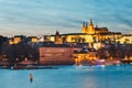 Historical center of Prague durin beautiful sunset with castle, Hradcany, Czech Republic