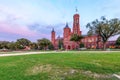 View of historical landmark  - Smithsonian Castle at sunset time Royalty Free Stock Photo