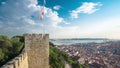 View of the historical Lisbon Baixa downtown and Tagus River, from the Sao Jorge St. George Castle in Lisbon, Portugal Royalty Free Stock Photo