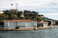 View of historical mansion by Bosphorus in Kandilli area of Asian side of Istanbul. It is a sunny summer day. Royalty Free Stock Photo