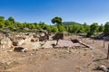 View of the historical site of Lavrion Ancient Silver Mines. Greece Royalty Free Stock Photo