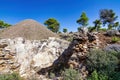 View of the historical site of Lavrion Ancient Silver Mines. Greece Royalty Free Stock Photo