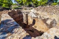 View of the historical site of Lavrion Ancient Silver Mines. Greece Royalty Free Stock Photo