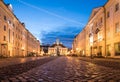 View of Tartu city hall with Christmas lights. Royalty Free Stock Photo