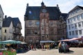 View of historical Town Hall with historical buildings, Marburg