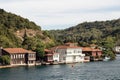 View of historical, traditional mansions by Bosphorus in Kanlica area of Asian side of Istanbul. Royalty Free Stock Photo