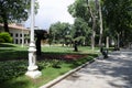 View of historical urban Gulhane Park in the Eminonu district of Istanbul. Turkey. Royalty Free Stock Photo