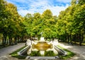 View on histroical Vater Rhein fountain in Munich, Germany