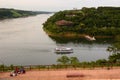 View of Hito Tres Fronteras, the triple frontier. Puerto Iguazu. Misiones. Argentina Royalty Free Stock Photo