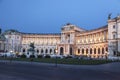 View of the Hofburg Castle from the Heldenplatz in the evening light. Vienna