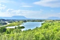 View of Hofdi, a private forest at the shore of Lake Myvatn