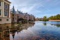 The Hofvijver court pond in front of the buildings of the Dutch parliament, The Hague, Netherlands